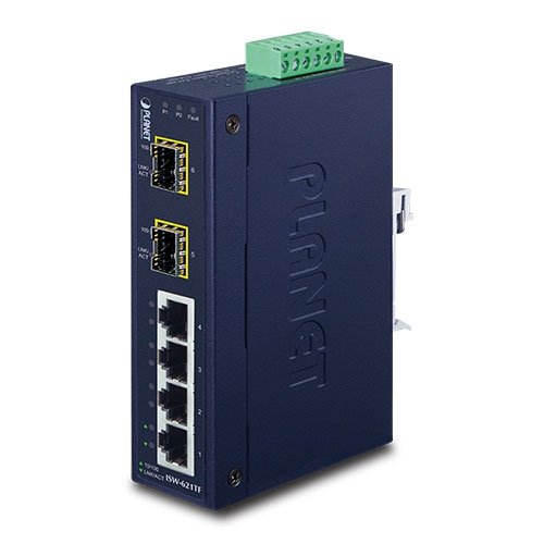 Промышленный коммутатор Fast Ethernet (4 порта 10/100Base-TX, 2 порта 100Base-FX SFP, -40~75C)