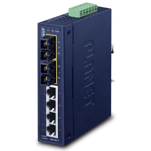 Промышленный коммутатор Fast Ethernet (4 порта 10/100Base-TX, 2 порта 100Base-FX, -40~75C)