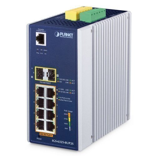 Управляемый промышленный коммутатор Ethernet (L3, 8 портов 10/100/1000T с 802.3bt PoE, 2 порта 100/1000X SFP)